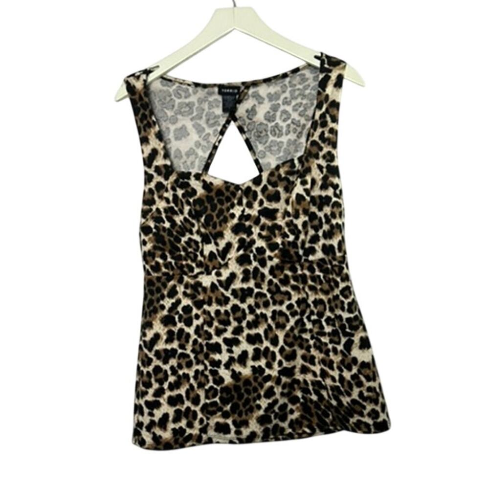 Torrid Leopard Print Sweetheart Neckline Sleeveless Peplum Top Women's 12 New